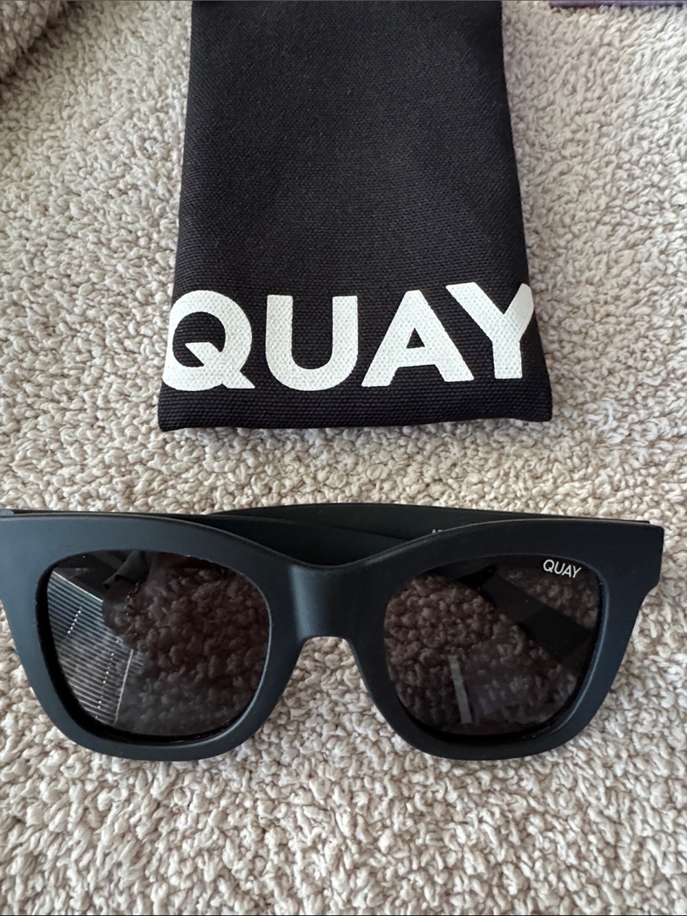 Quay Australia Black Square Sunglasses with Dark Lenses. After Hours style